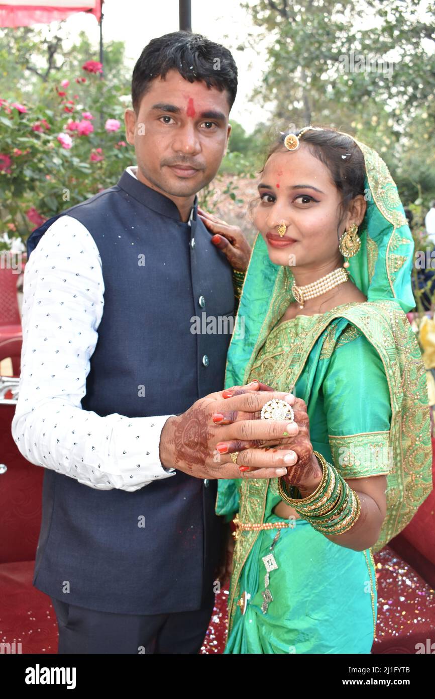Engagement photo shoot poses indian Stock Photo
