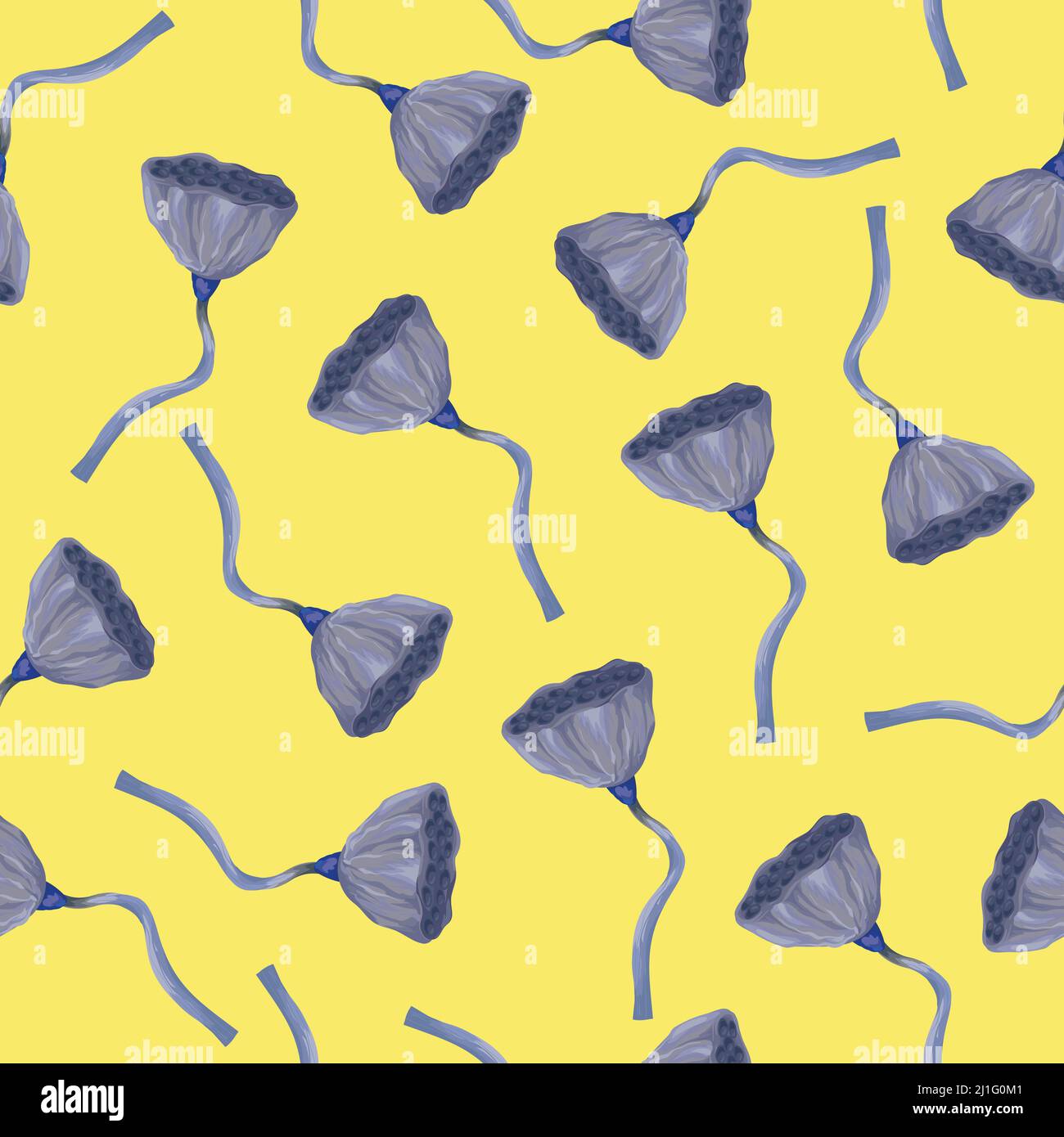 Seamless pattern with dried lotos. Vector Stock Vector