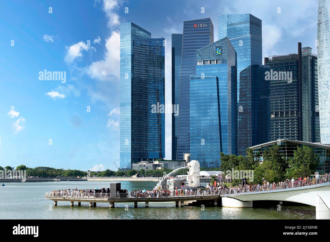 Singapore. Marina Bay. The Merlion Stock Photo