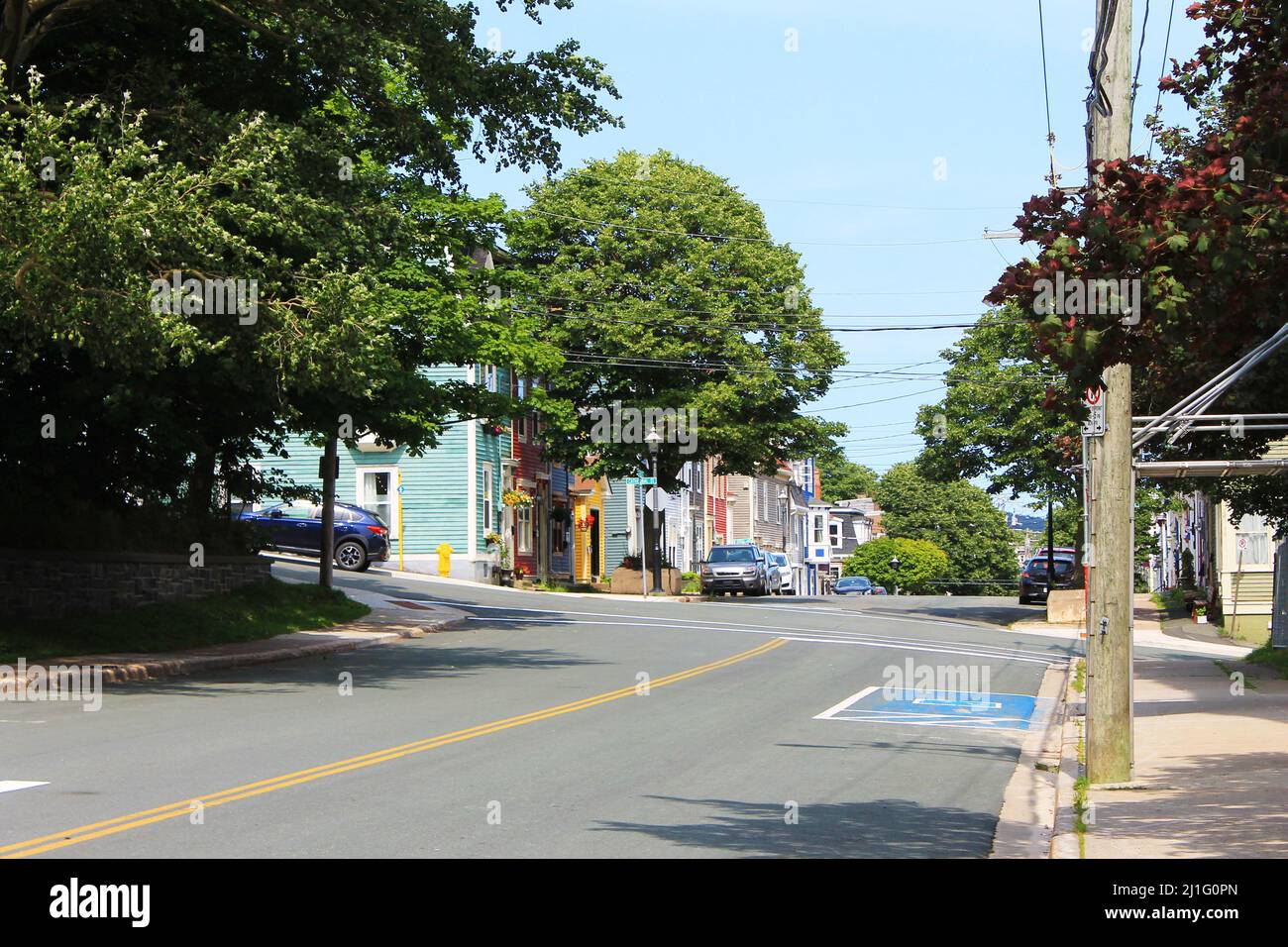 Looking east along Gower Street, Downtown St. John's, NL Stock Photo