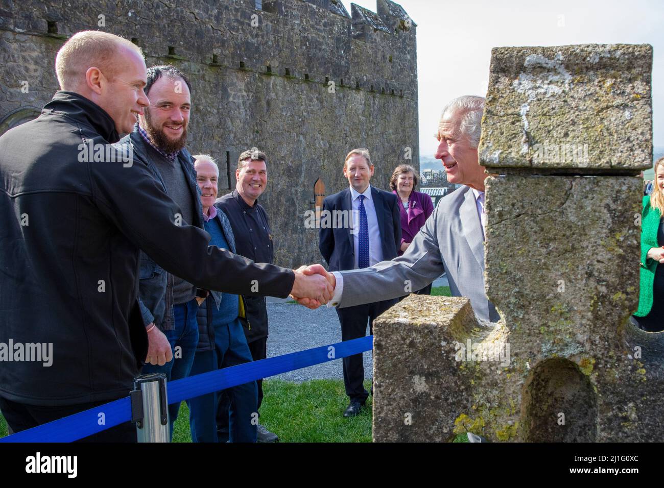 The Prince of Wales meets locals at The Rock of Cashel, Co Tipperary, at the end of his visit to the Republic of Ireland. Picture date: Friday March 25, 2022. Stock Photo