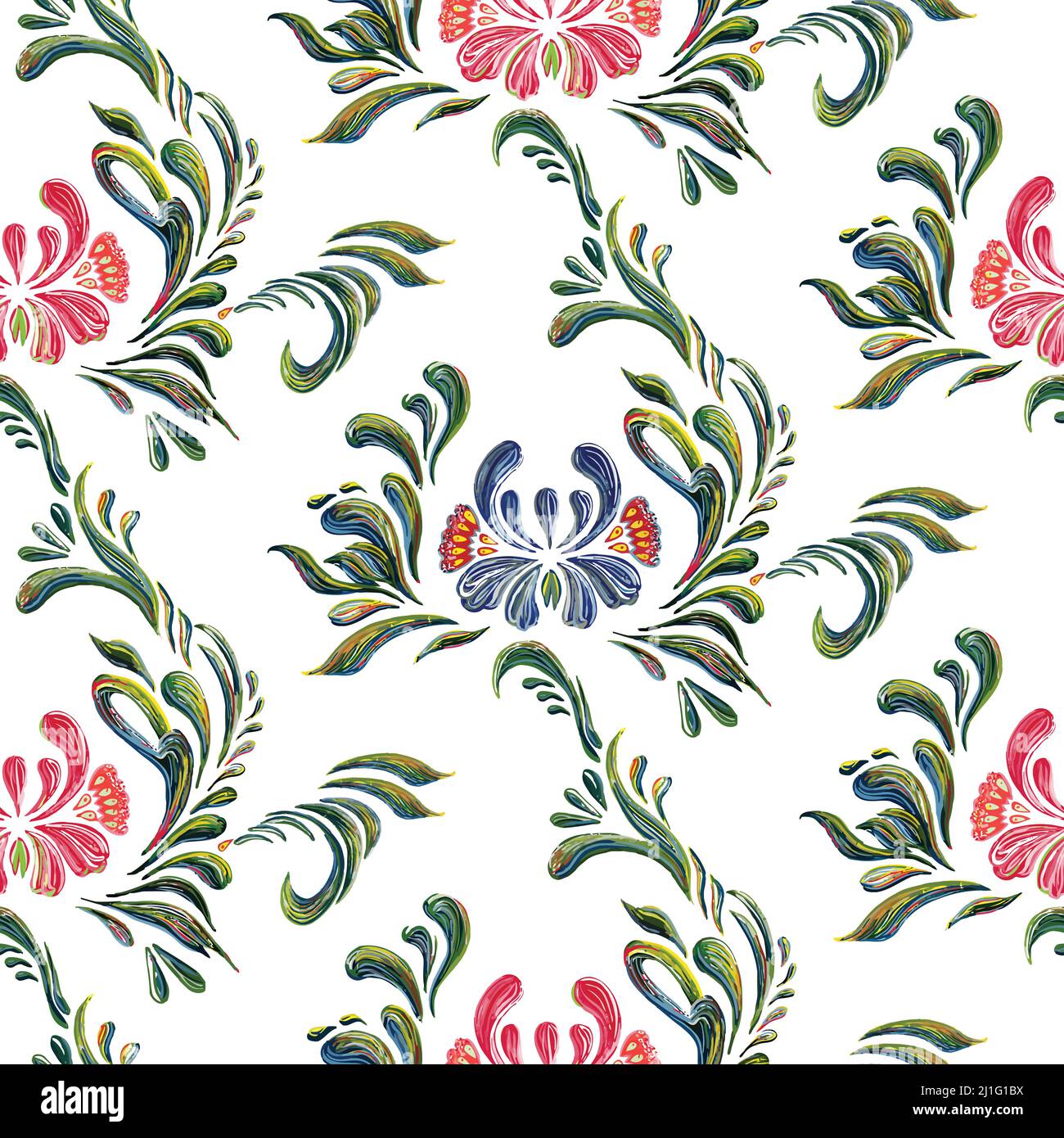 Vector floral pattern. Ethnic flower ornament. Ukrainian traditional ...