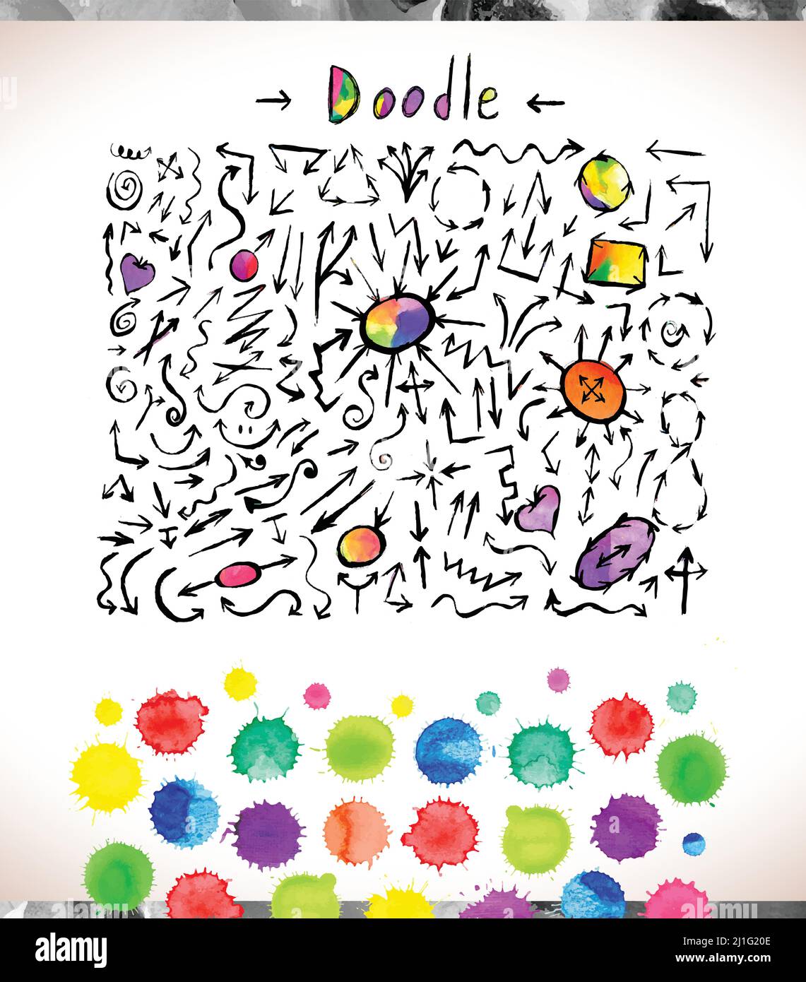 Colorful watercolor vector arrows. Vector design elements isolated on white background Stock Vector