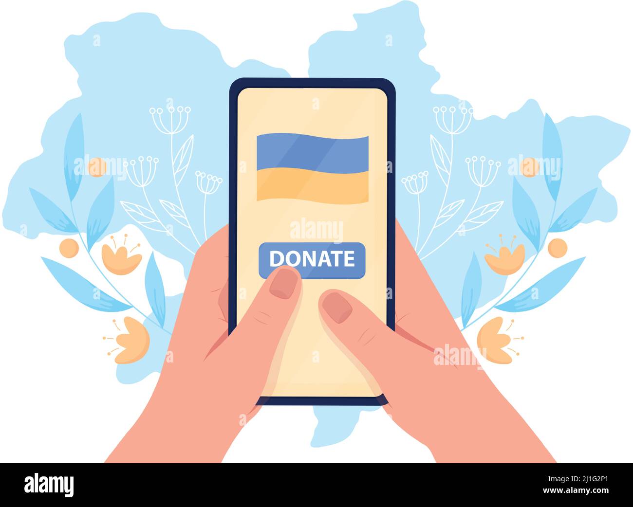 Donate online for Ukraine 2D vector isolated illustration Stock Vector