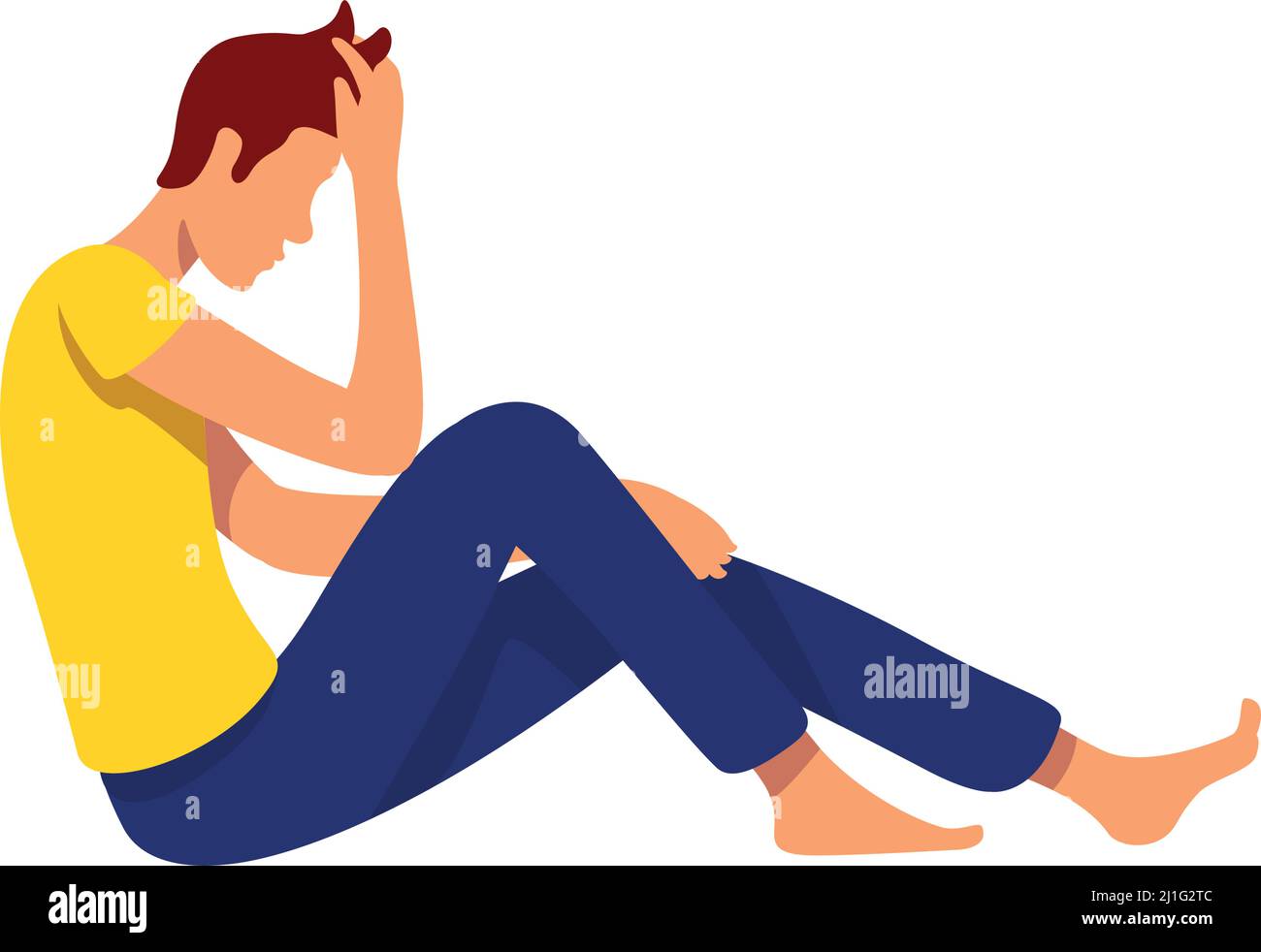 Frustrated man semi flat color vector character Stock Vector