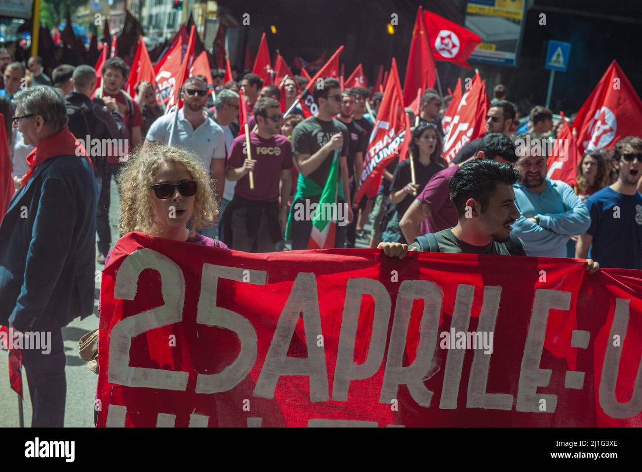 Rome, Italy 25/04/2018: Demonstration for the Liberation Day. ©Andrea Sabbadini Stock Photo