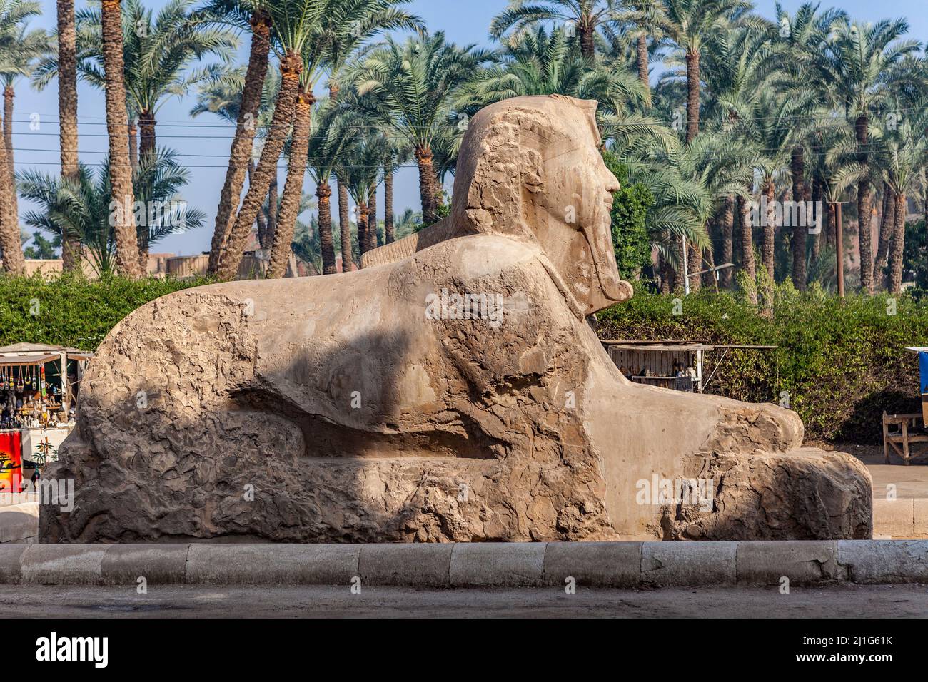 Alabaster sphinx of Memphis, Egypt Stock Photo