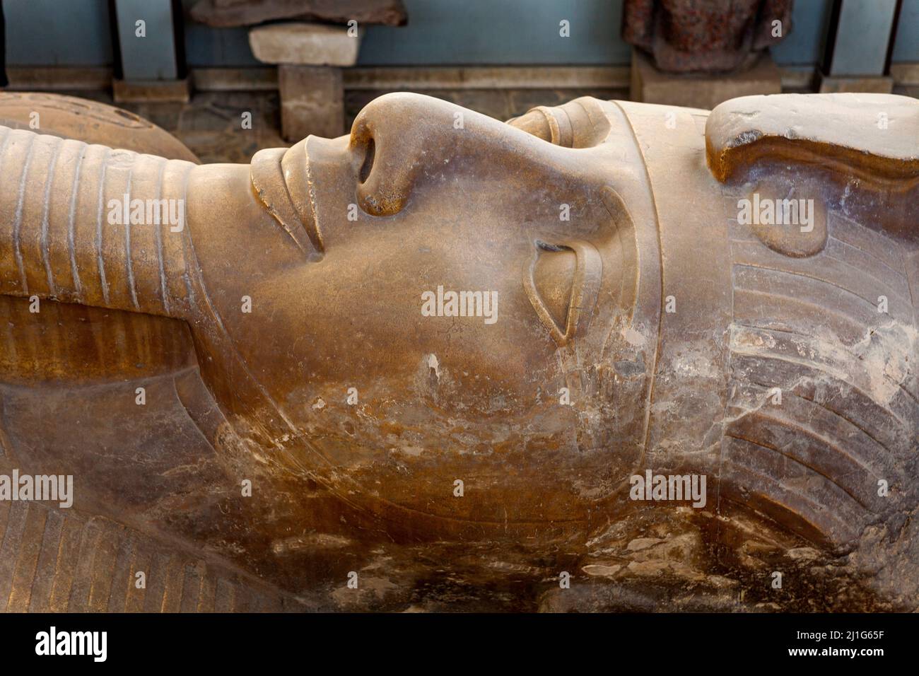 Colossal statue of Ramses II at the open-air museum in Memphis, Egypt Stock Photo