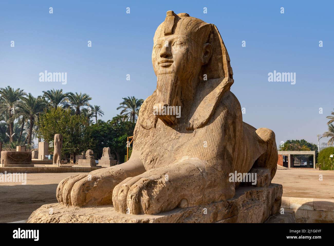 Alabaster sphinx of Memphis, Egypt Stock Photo