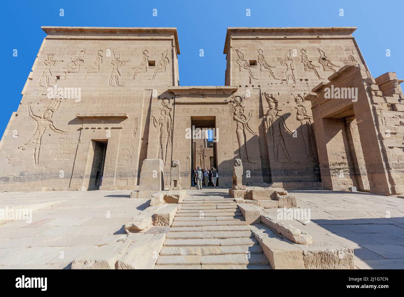 The first pylon of the Temple of Isis at Philae Stock Photo