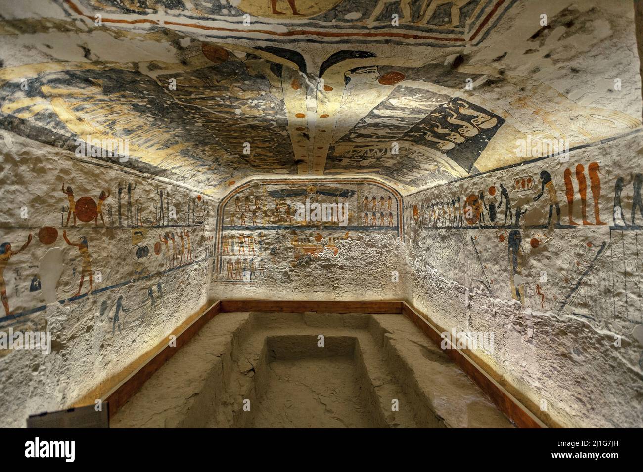 Burial chamber of Ramesses IX, the ceiling depicting a double representation of the goddess Nut, Valley of the Kings Stock Photo