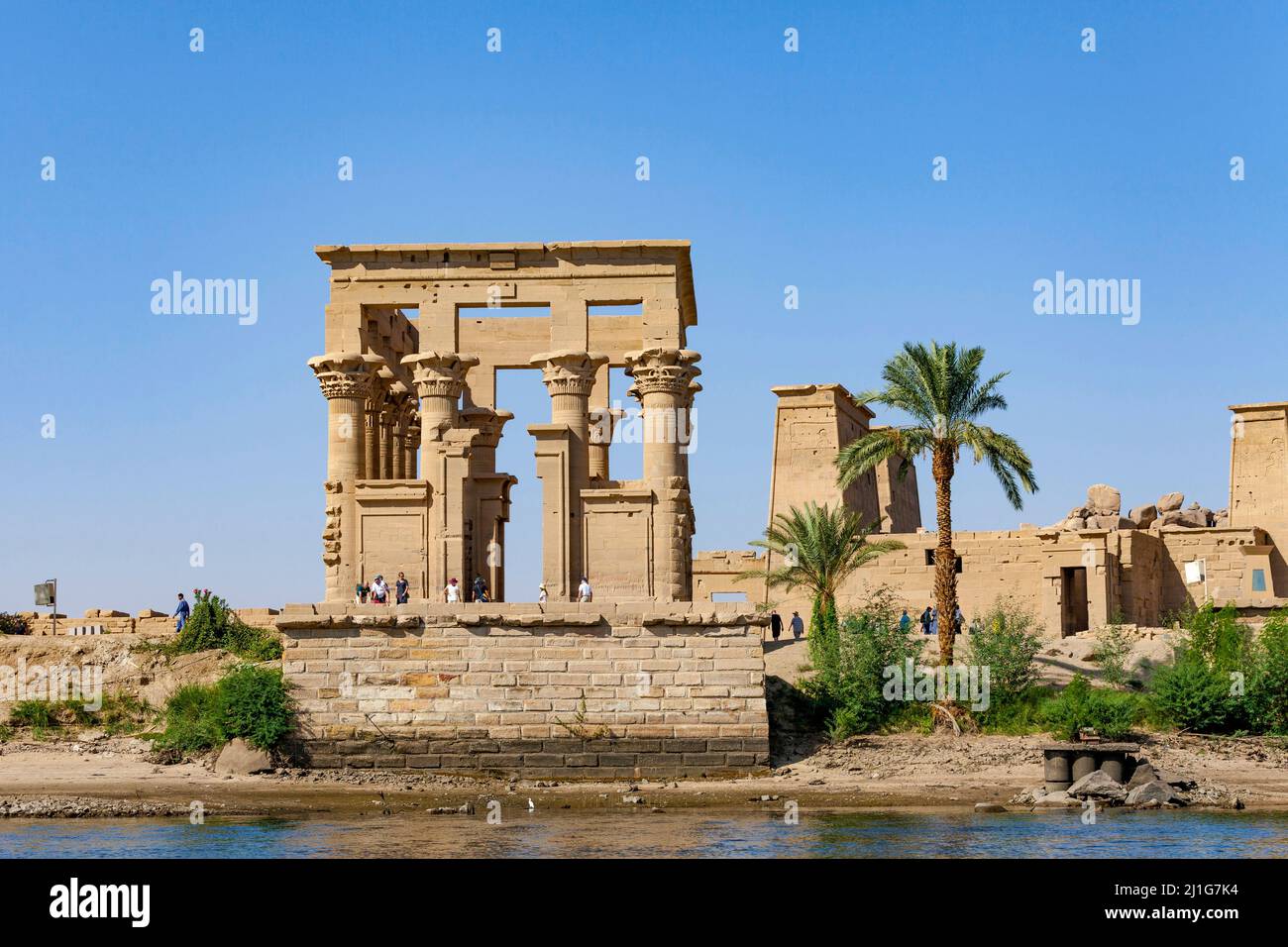 Trajan's Kiosk and the Temple of Isis at Philae Stock Photo