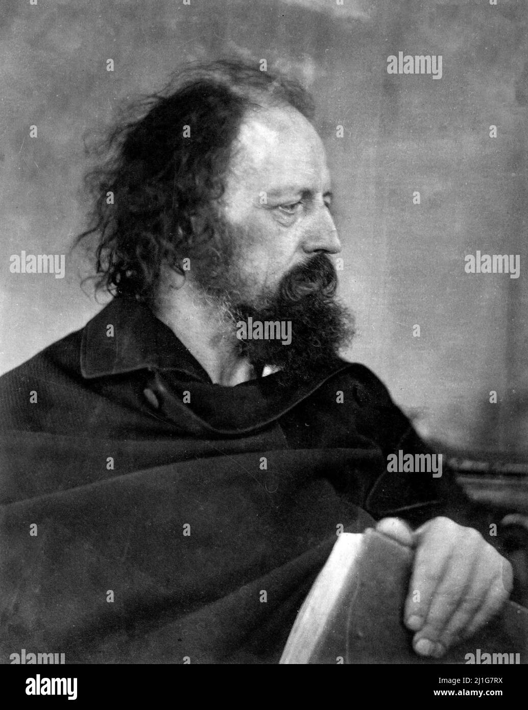 Alfred, Lord Tennyson. Portrait by Julia Margaret Cameron, 1865 Stock Photo