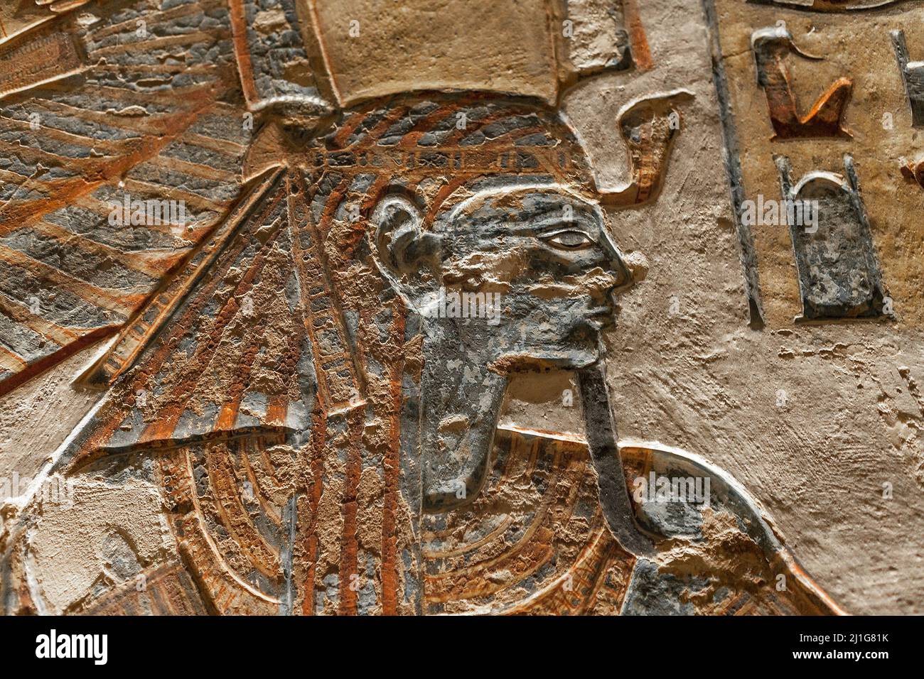 Ptah-Sokar-Osiris receiving incense from the pharaoh Ramesses III in the tomb of Ramesses III, KV11, the Valley of the Kings Stock Photo