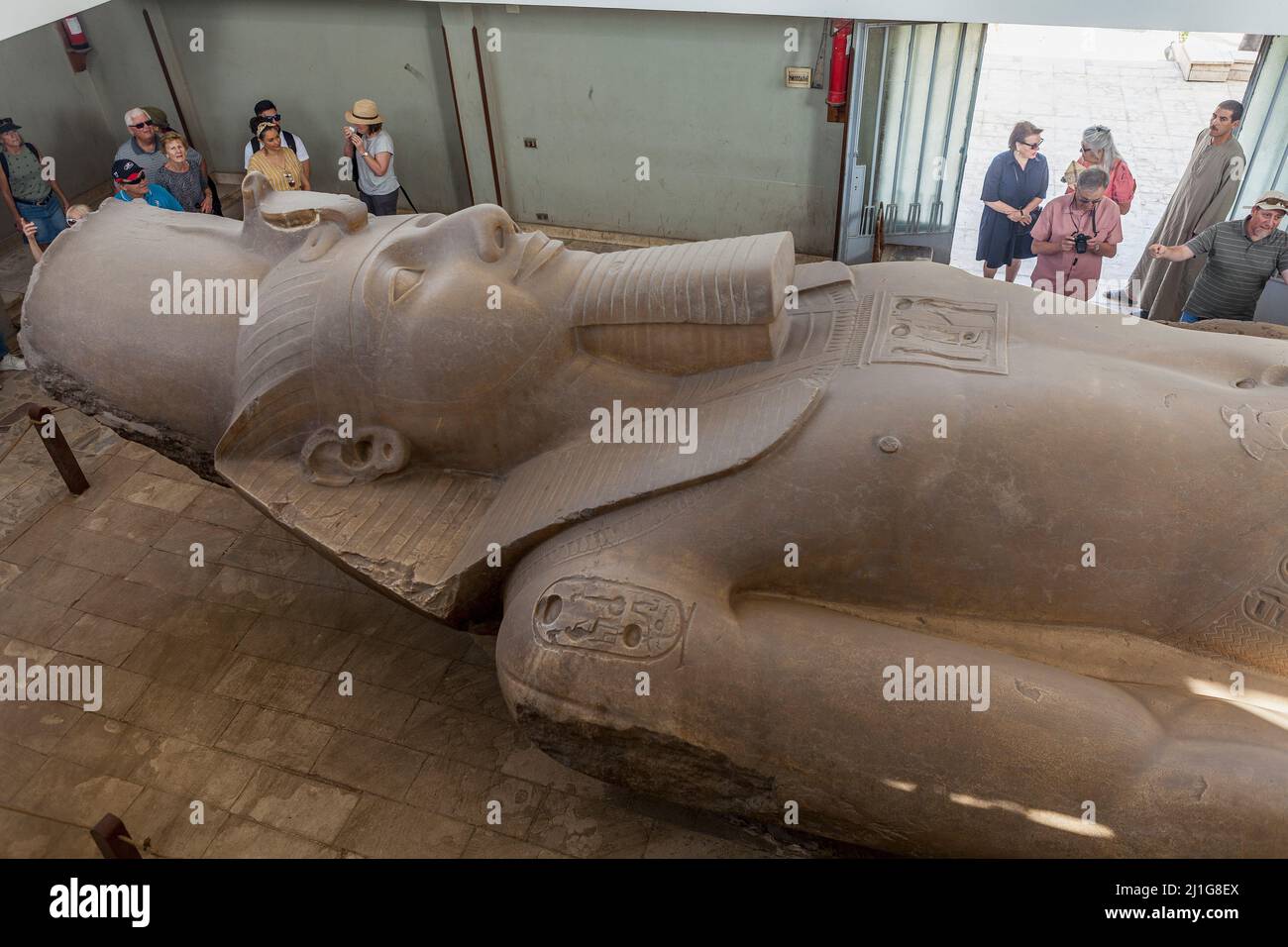 Colossal statue of Ramses II at the open-air museum in Memphis, Egypt Stock Photo