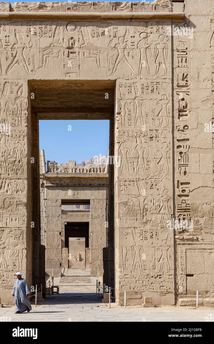 Gateway at the Mortuary Temple of Ramesses III, Medinet Habu Stock Photo