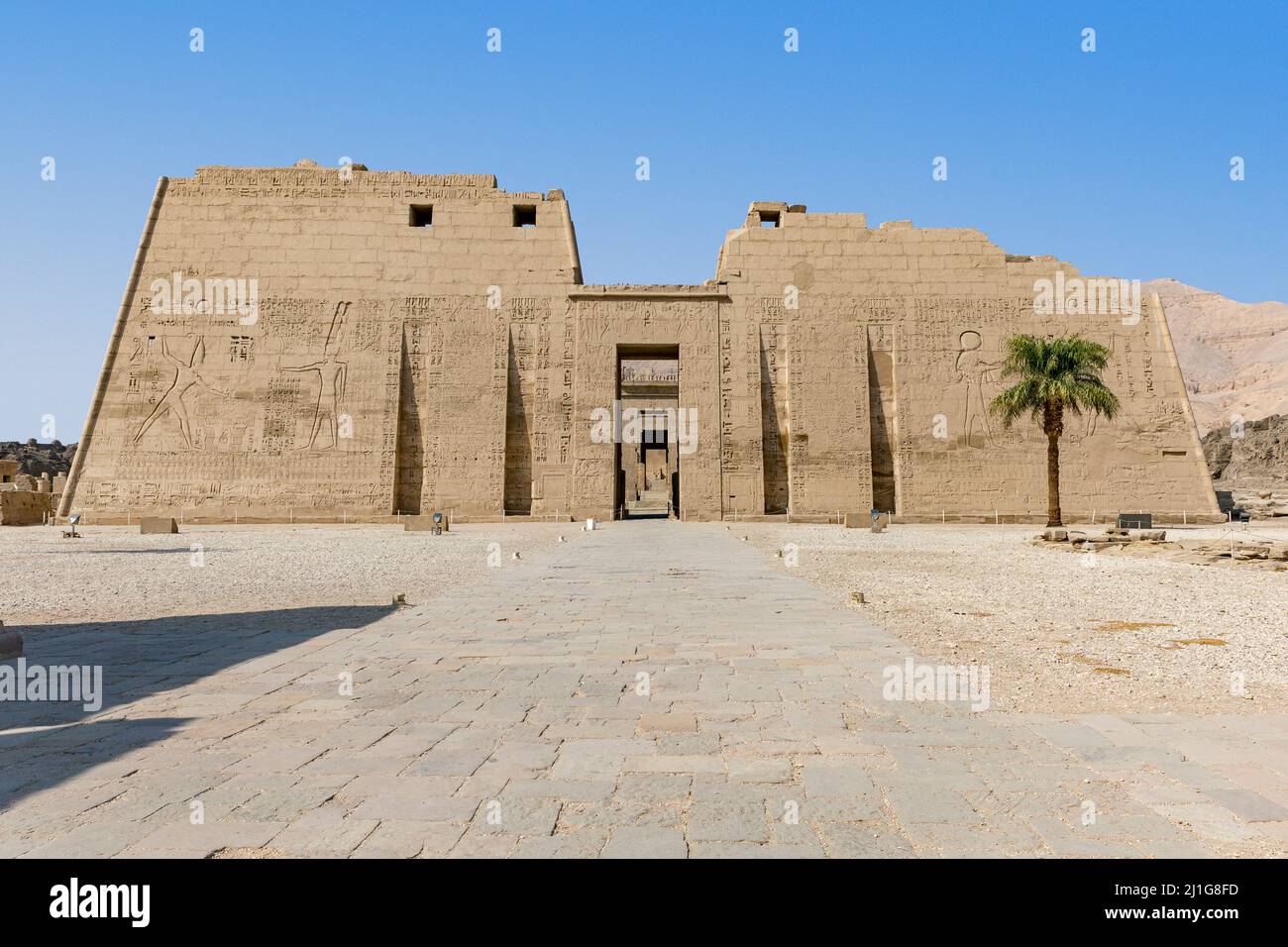 First pylon of the Mortuary Temple of Ramesses III, Medinet Habu Stock ...