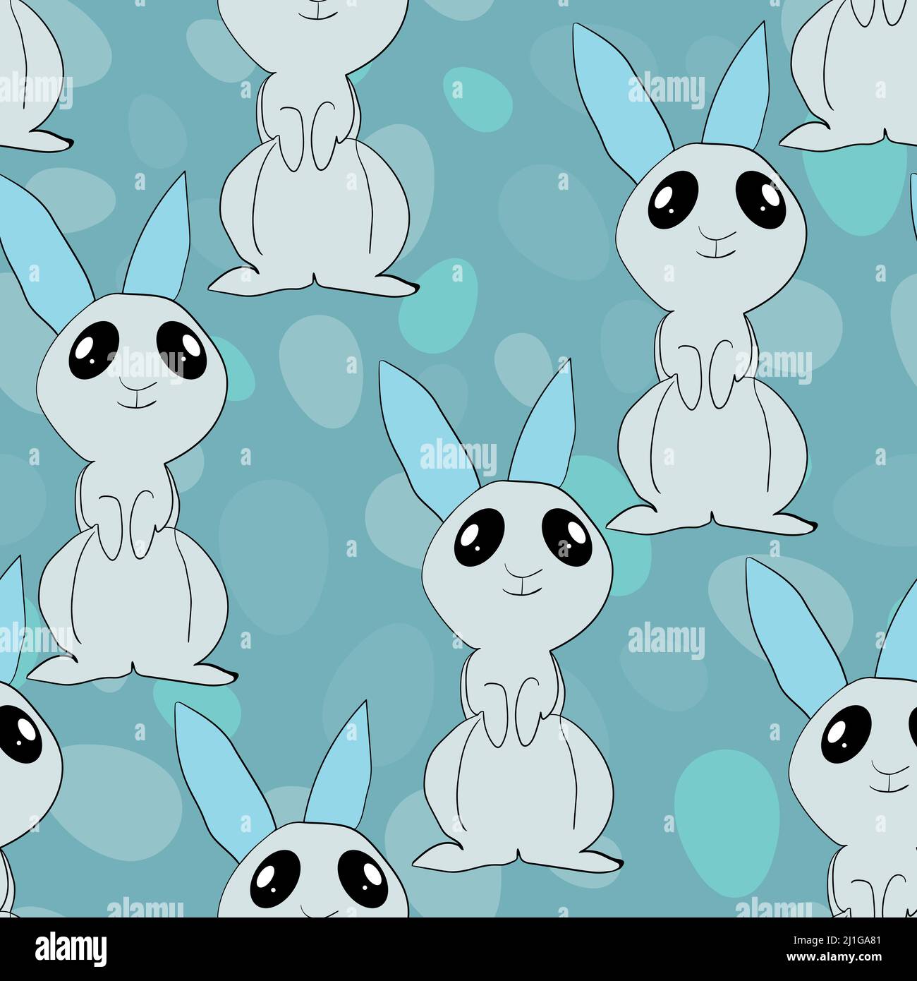 Seamless pattern with silhouette Easter rabbits on color background ...
