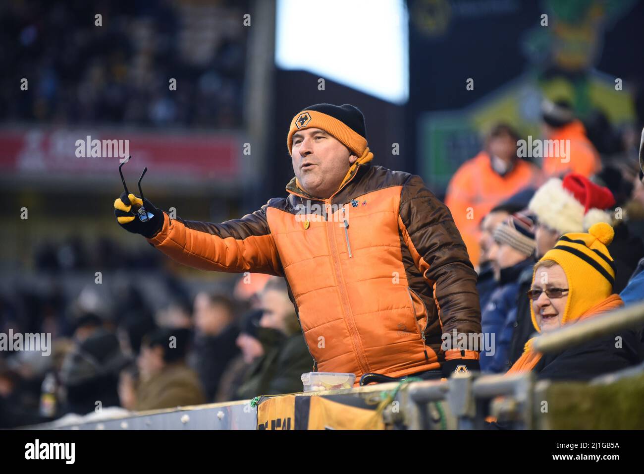 Wolverhampton wanderers fans in the stands before the game hi-res stock photography and images