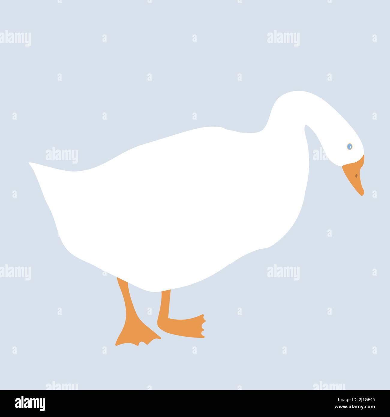 Cute goose isolated flat vector. Cartoon illustration. Stock Vector