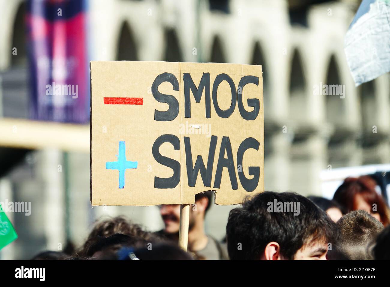 Youth strike for climate march Friday for Future. Turin, Italy - March 2022 Stock Photo