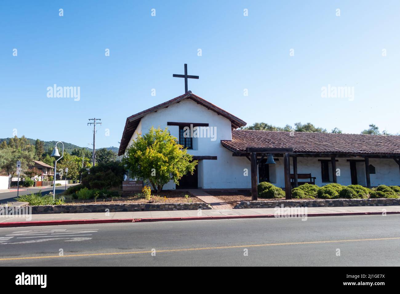 The Mission San Francisco Solano Building and Church against blue sky on a  sunny day in Sonoma State Historic Park, California, United States Stock  Photo - Alamy