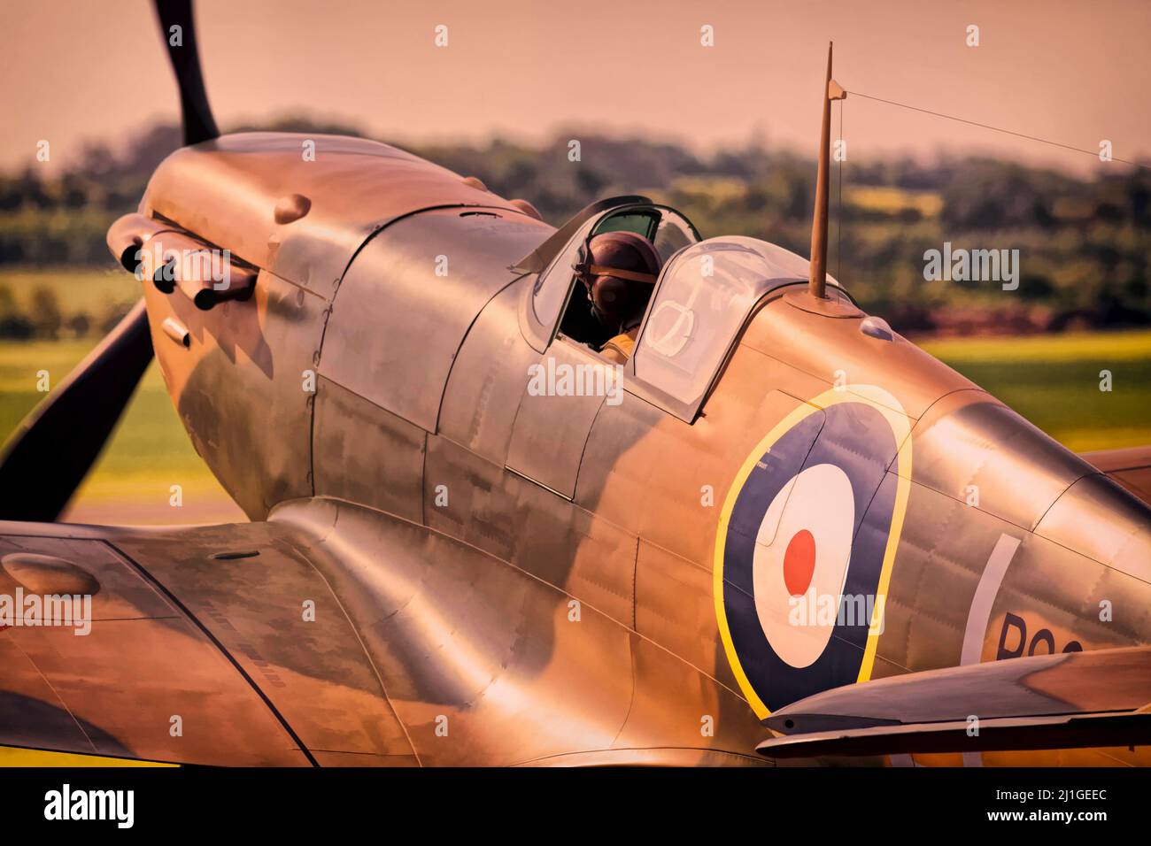 Spitfire close up at Duxford airfield Stock Photo Alamy