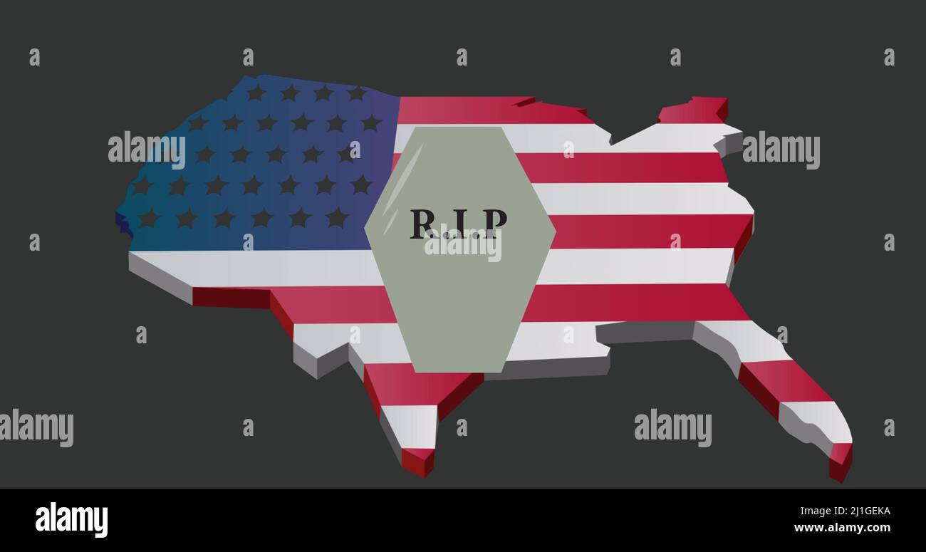 Image of rip over map with flag of usa Stock Photo - Alamy