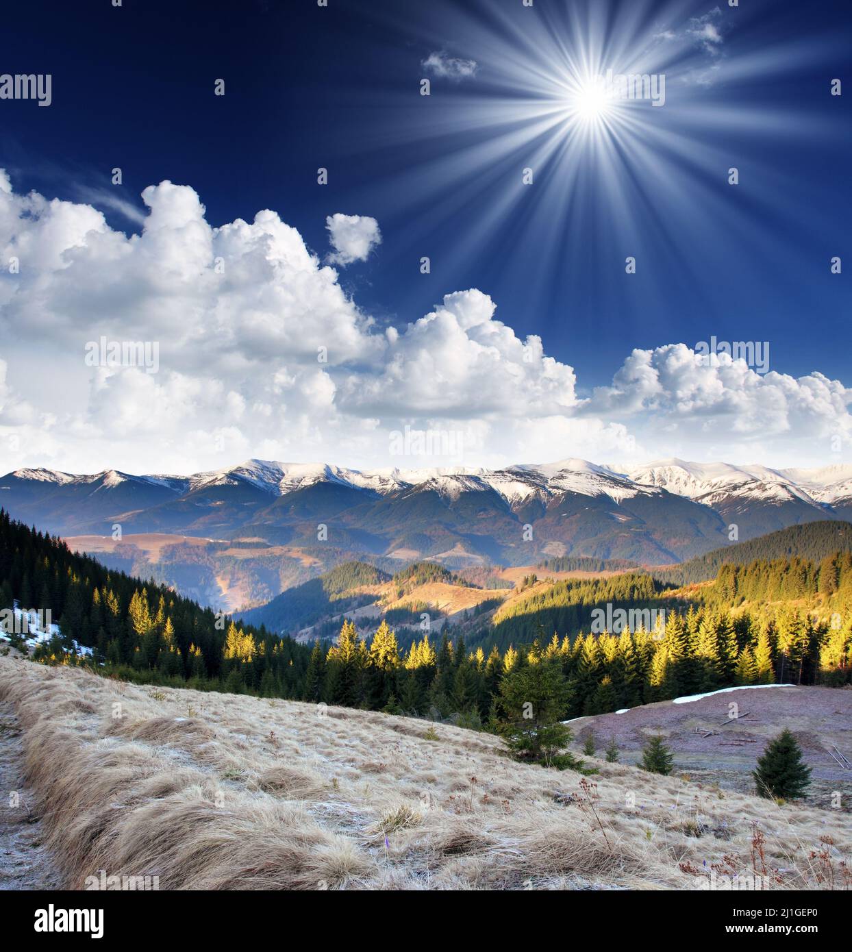 Beautiful mountains landscape and blue sky Stock Photo - Alamy