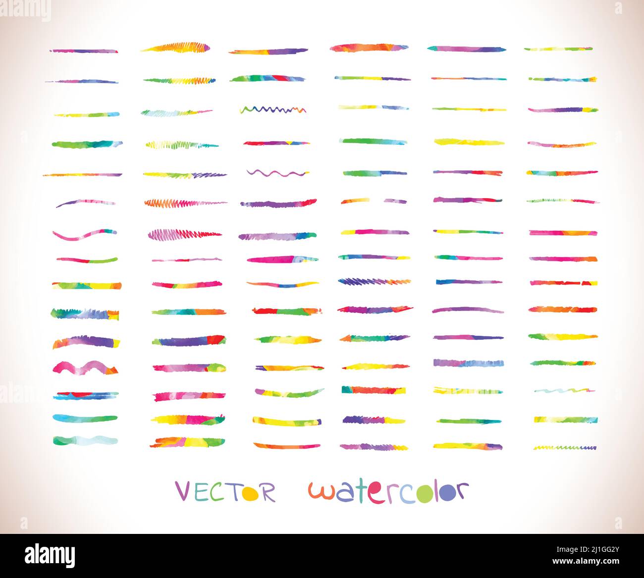 Large set of colorful watercolor brush strokes Stock Vector Image & Art ...