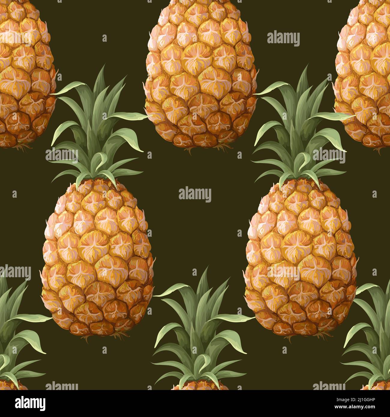 Seamless pattern with pineapples. Vector trendy print. Stock Vector