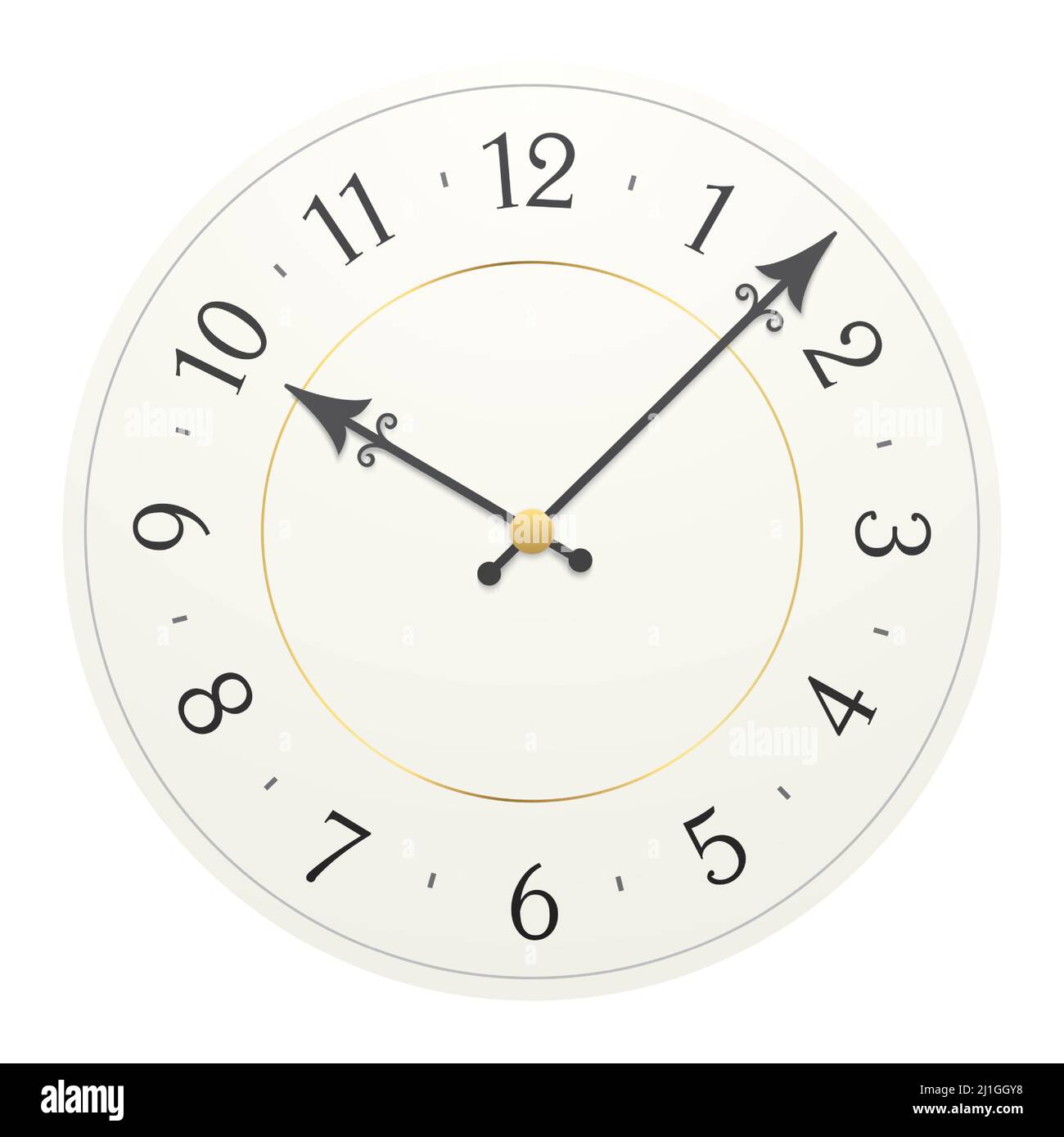 Retro watch dial isolated on white background. Classical black watch face with numbers and arrows, vector illustration. Stock Vector