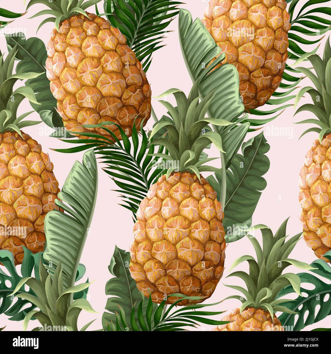 Seamless pattern with pineapples. Vector trendy print. Stock Vector