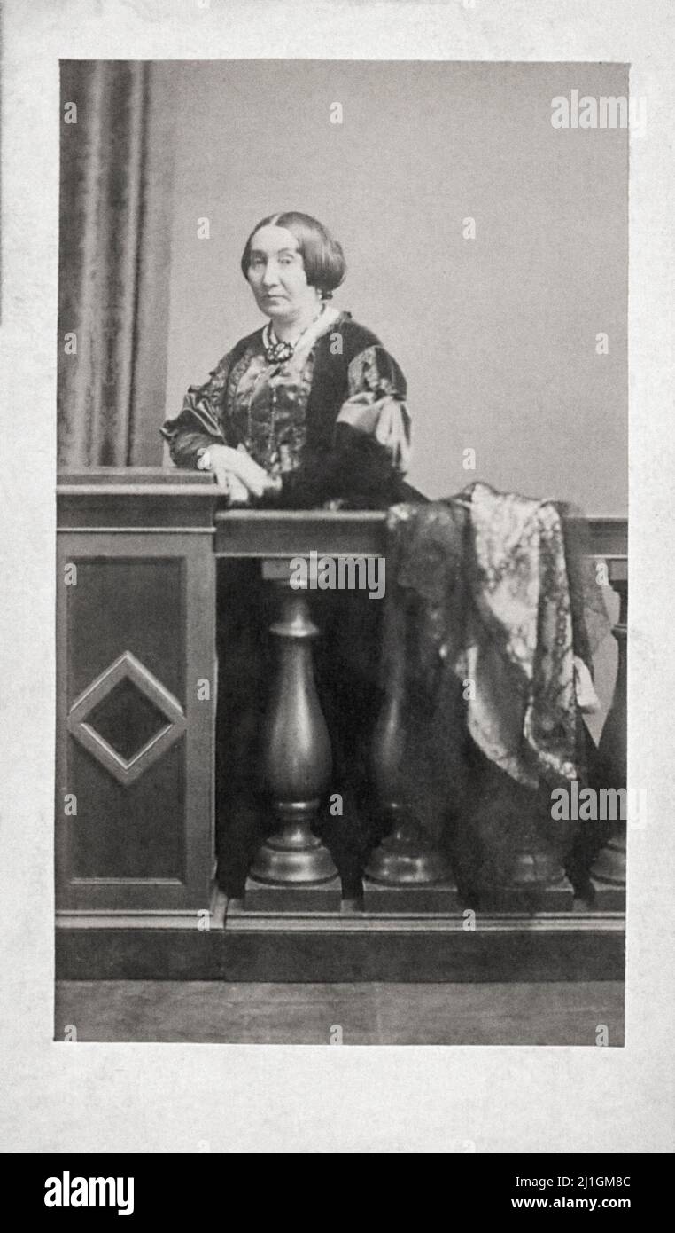 Vintage photo of Minona Frieb-Blumauer. 1866 Minona Frieb-Blumauer (1816 – 1886) was a German actress and singer. Stock Photo