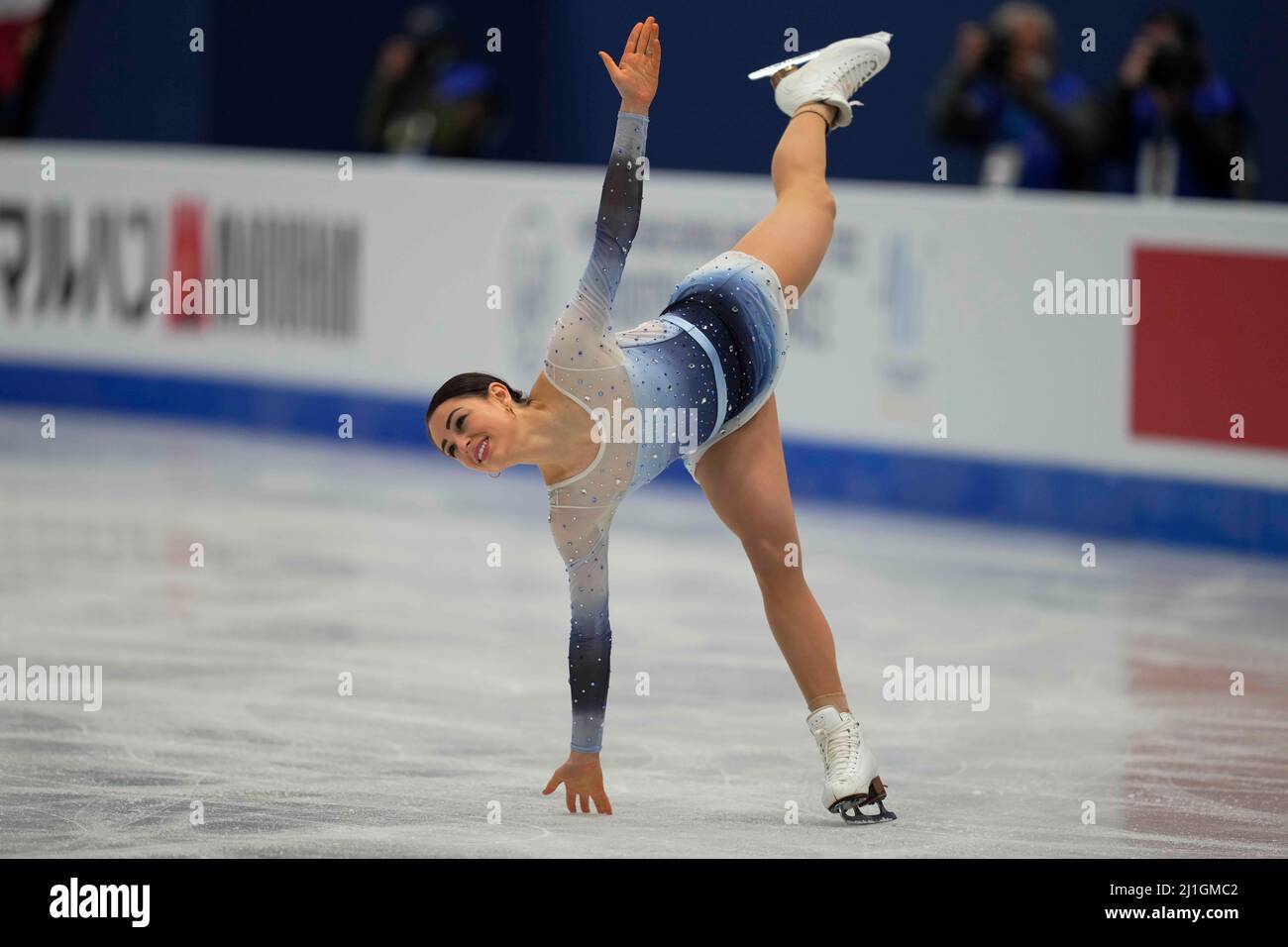 Sud de France Arena, Montpellier, France. 25th Mar, 2022. Julia Sauter from Romania during Womens final, World Figure Skating Championship at Sud de France Arena, Montpellier, France. Kim Price/CSM/Alamy Live News Stock Photo