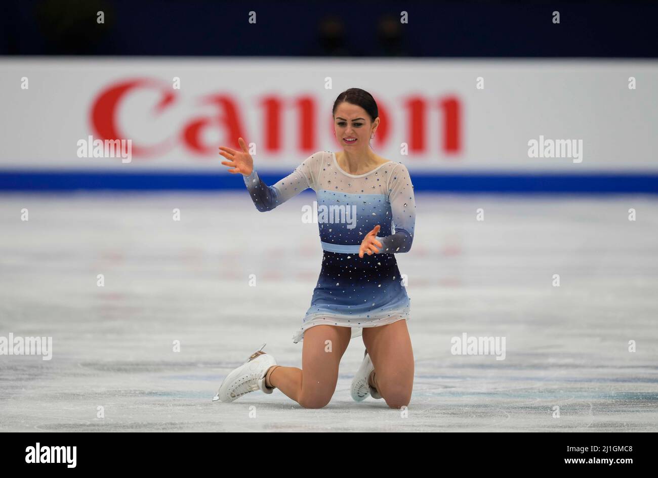 Sud de France Arena, Montpellier, France. 25th Mar, 2022. Julia Sauter from Romania during Womens final, World Figure Skating Championship at Sud de France Arena, Montpellier, France. Kim Price/CSM/Alamy Live News Stock Photo