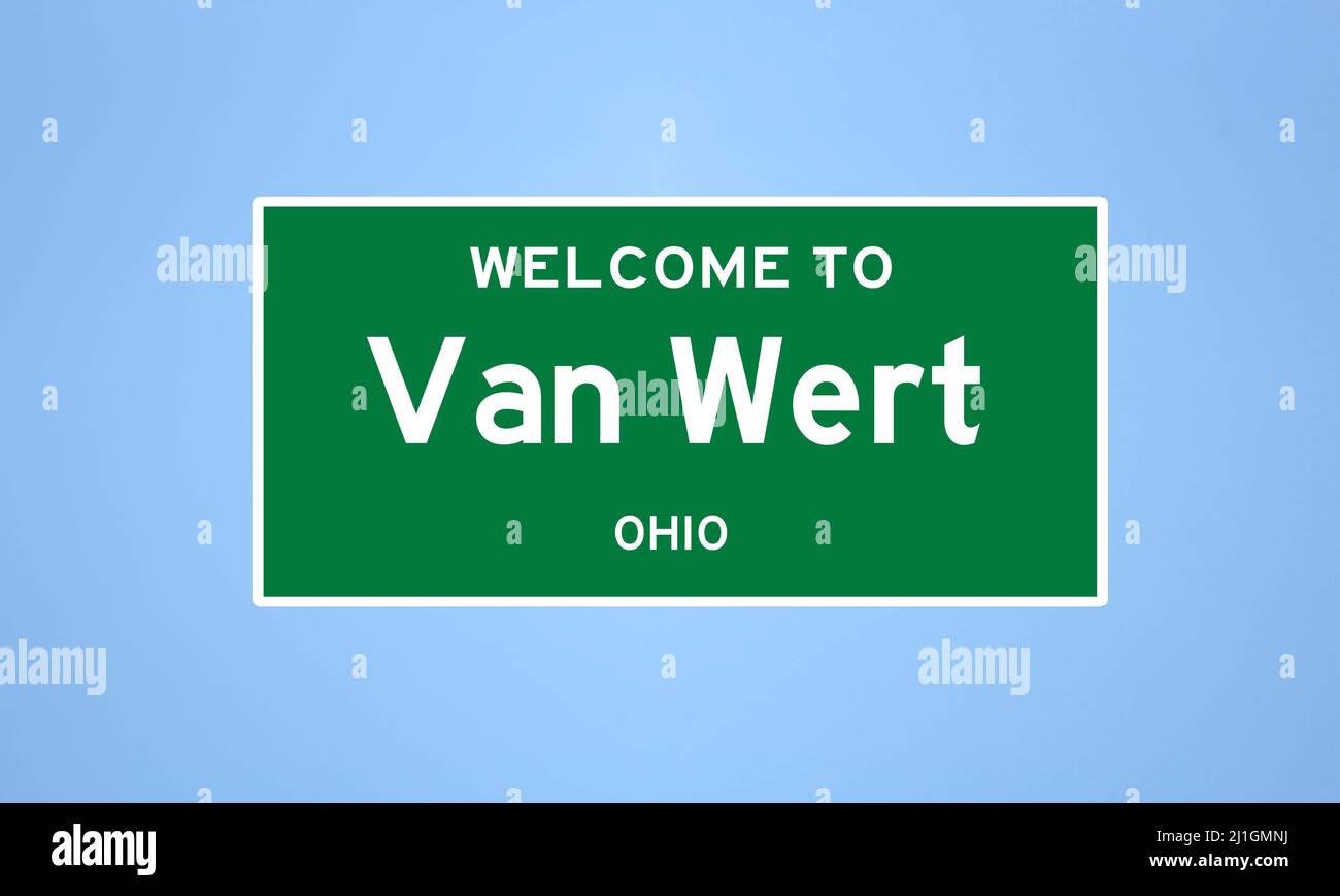 Van Wert, Ohio city limit sign. Town sign from the USA Stock Photo Alamy