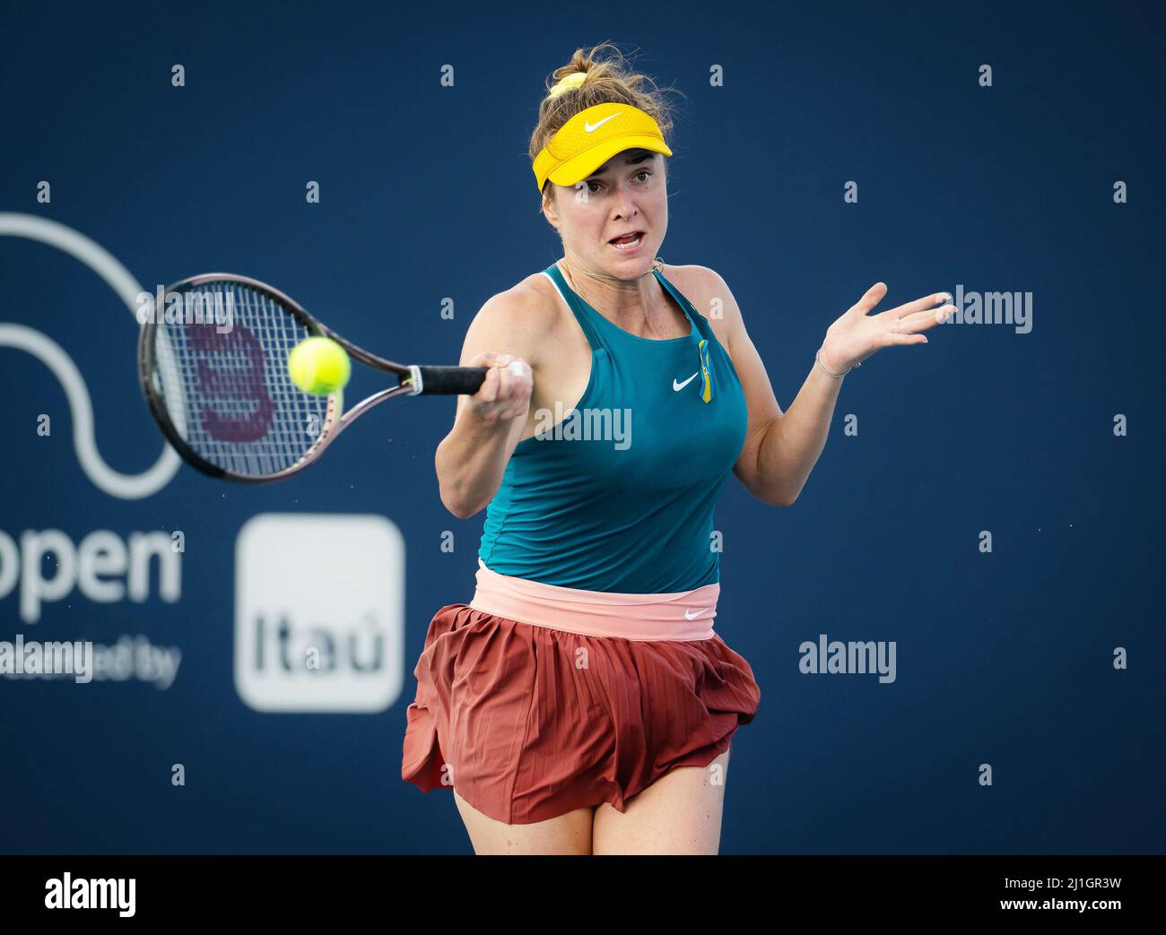 Elina Svitolina of Ukraine in action against Heather Watson of Great  Britain during the second round of the 2022 Miami Open, WTA Masters 1000  tennis tournament on March 24, 2022 at Hard