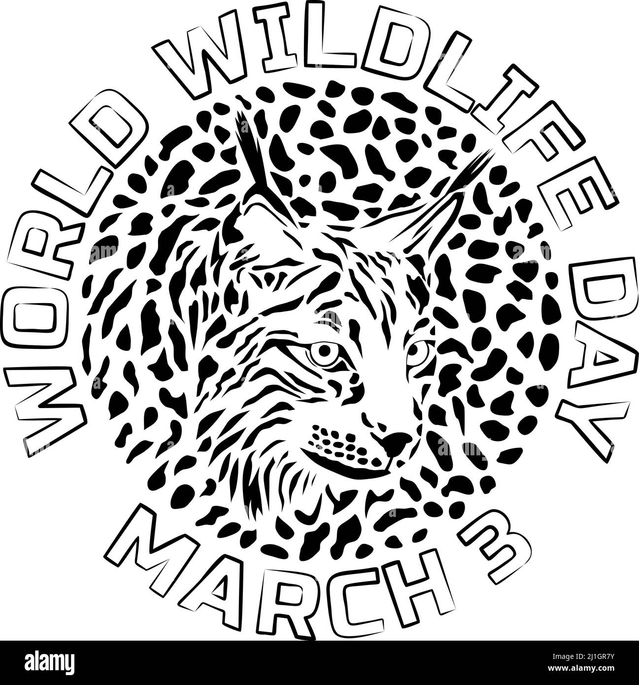 World Wildlife Day with lynx background Stock Vector