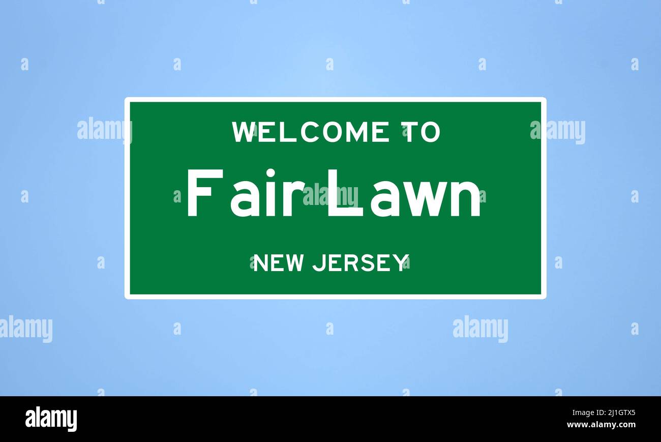 Fair Lawn, New Jersey city limit sign. Town sign from the USA. Stock Photo