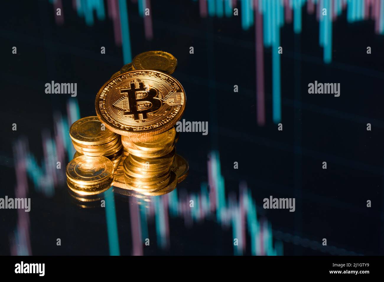Bitcoin. Bitcoin chart background concept. Crypto money news concept idea. Cryptocurrency  trading from stock market Stock Photo - Alamy