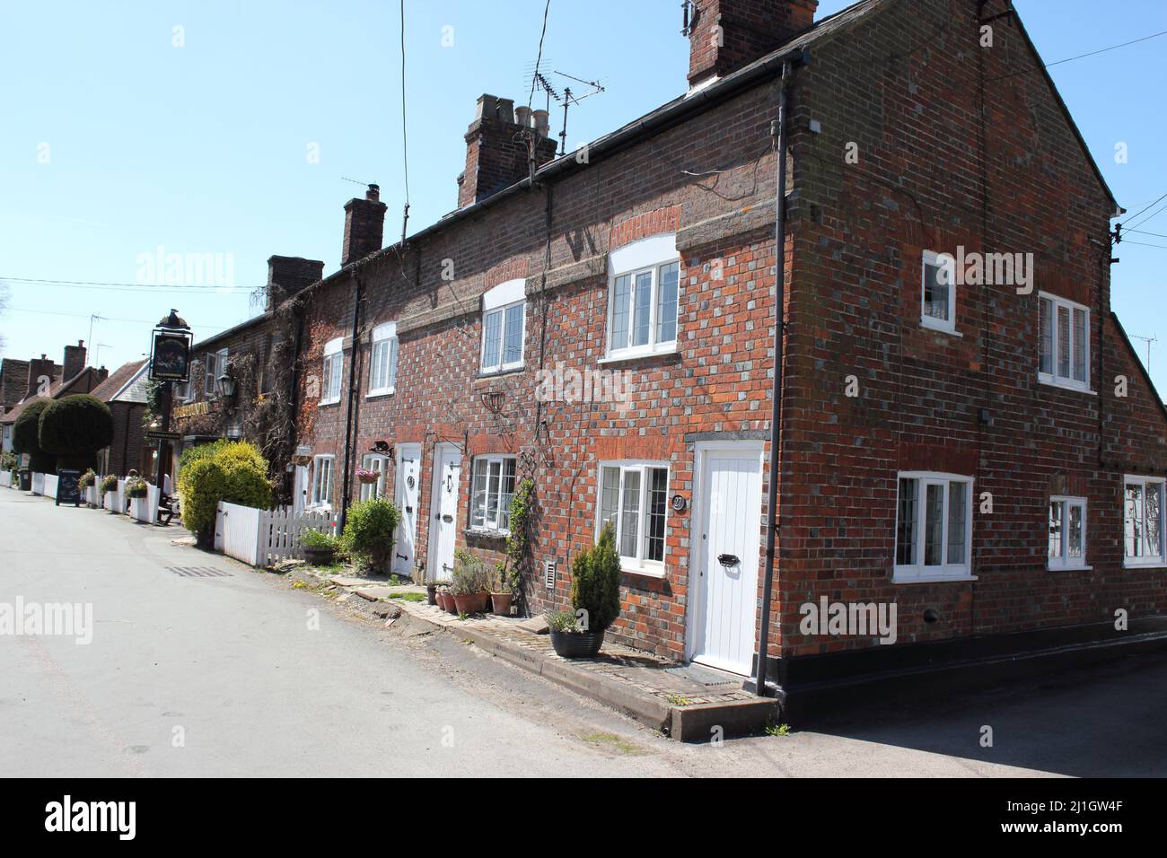 Greyhound Pub & Cottages, Aldbury Village in Spring, Hertfordshire, England, UK Stock Photo Alamy