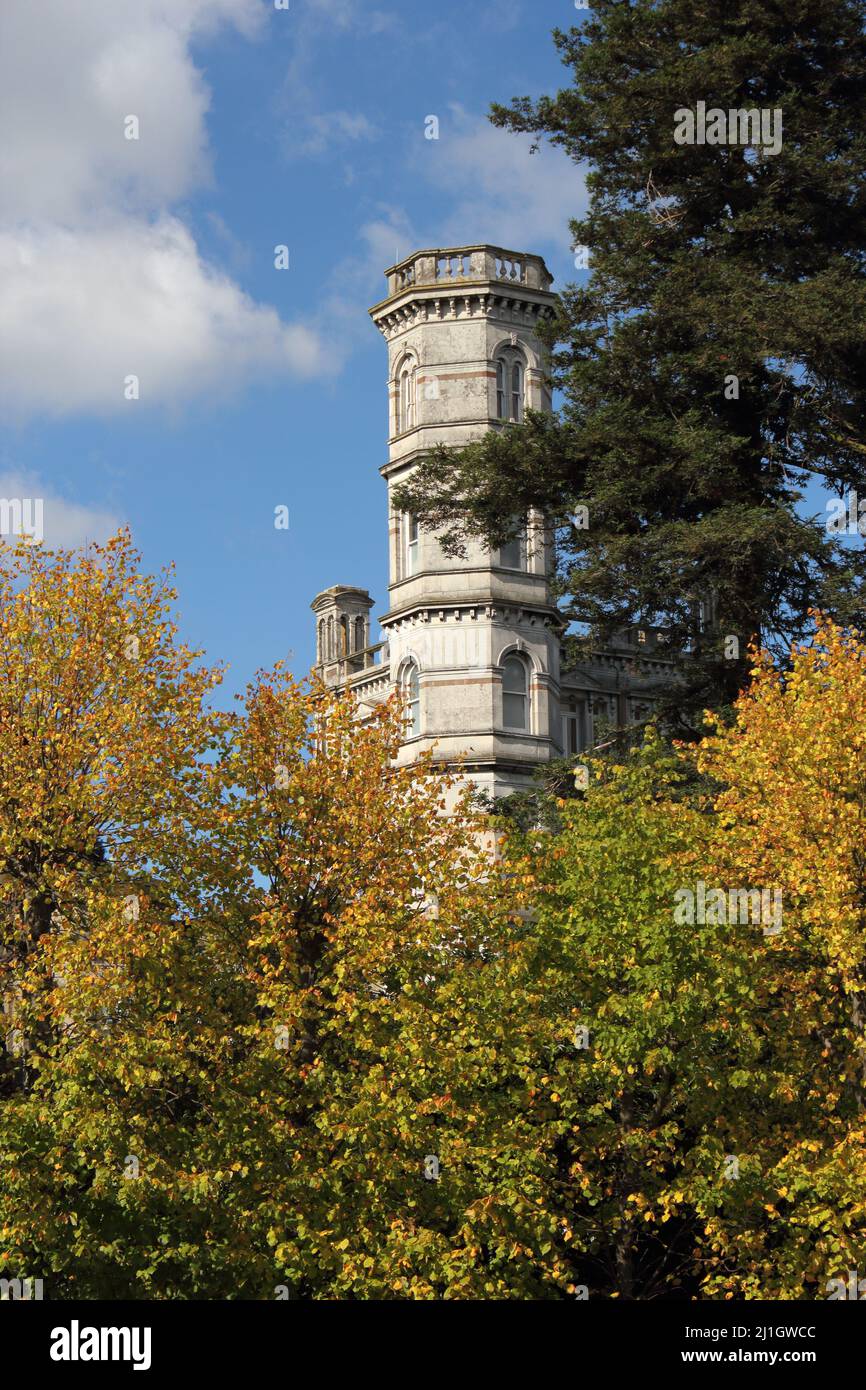 Caldecote Towers in autumn, Bushey Heath (near Elstree), Hertfordshire, UK - Now home to the Immanuel College School Stock Photo
