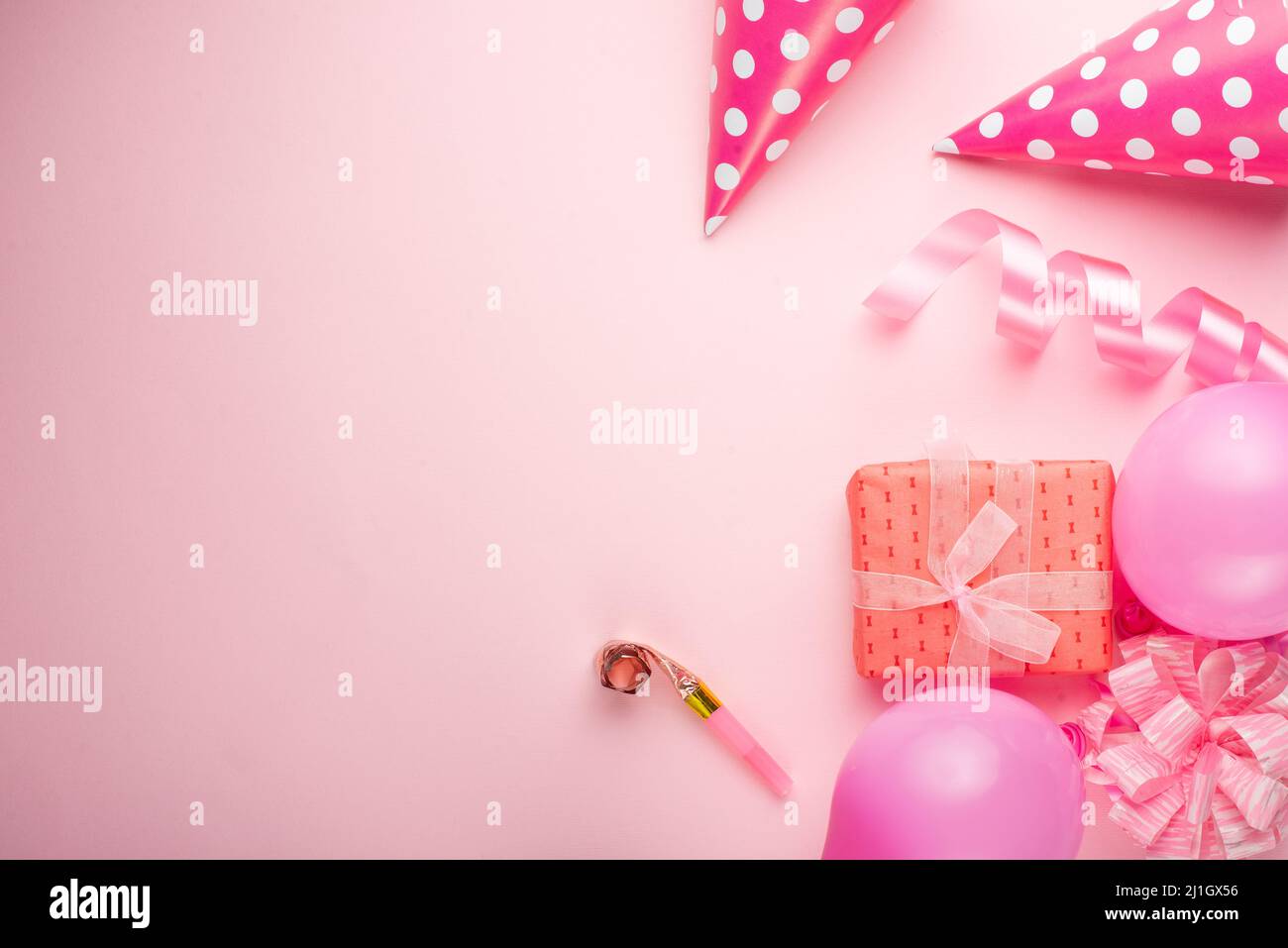 Accessories for girls on a pink background. Invitation, birthday ...