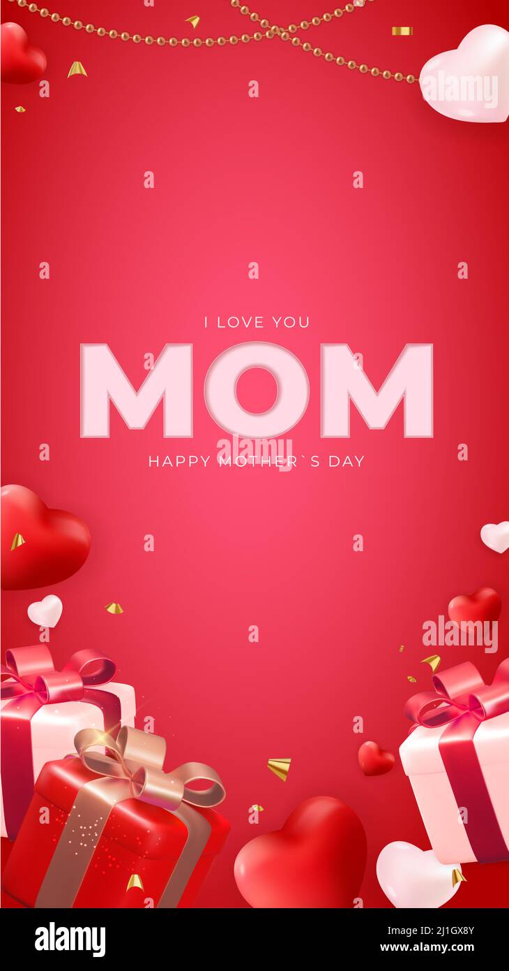 I love you mom. Happy Mother's Day holiday background. Vector ...