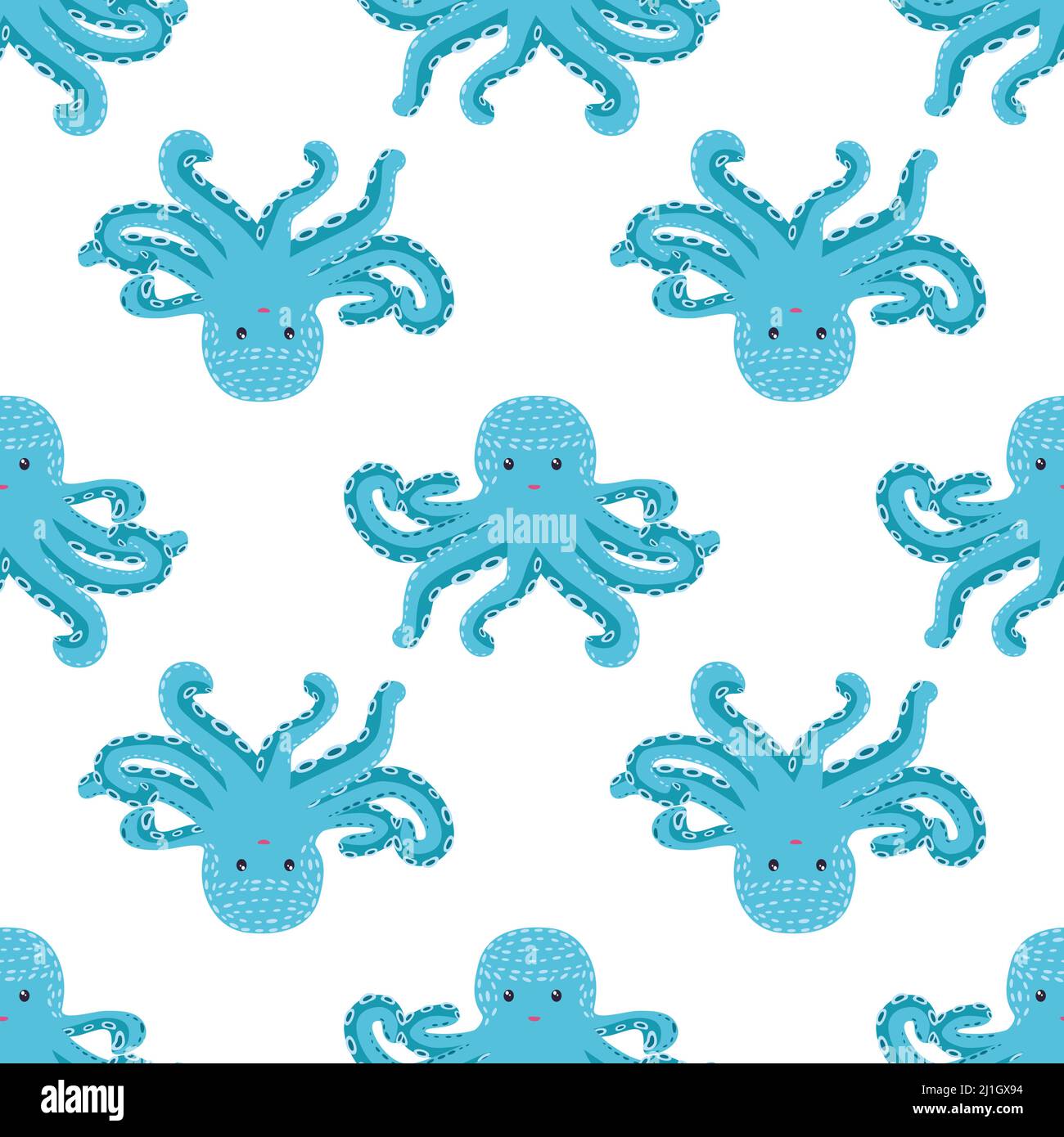 Seamless pattern with cute octopus, seaweed and pearl. Childish ...
