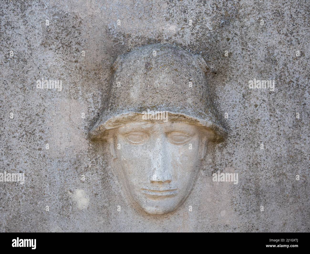 Statue of fallen soldiers in stone Stock Photo