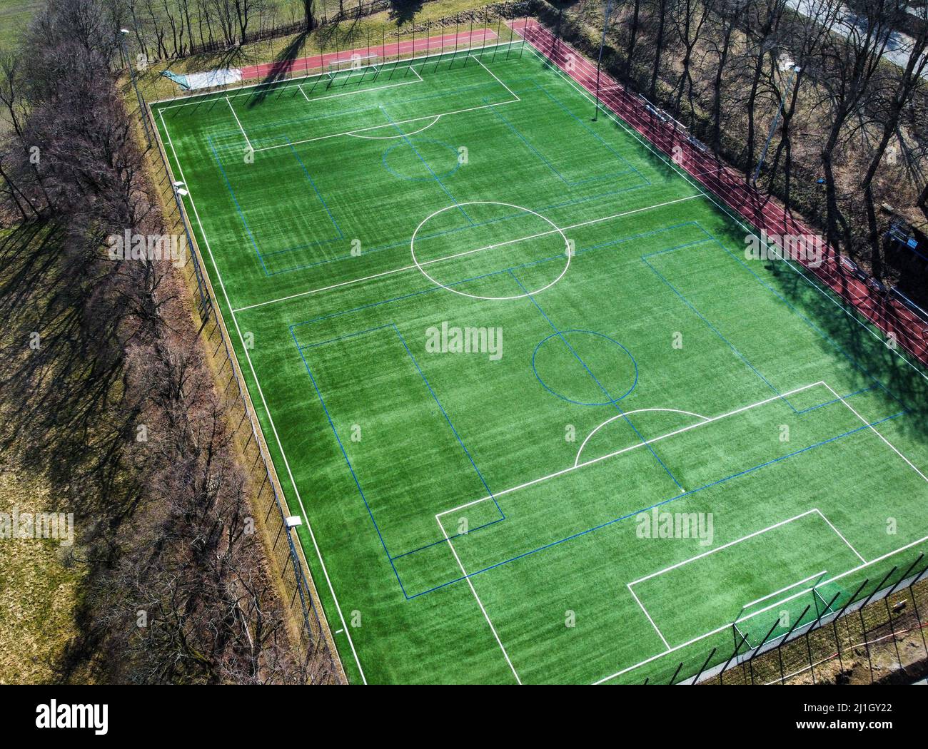 soccer field from the air Stock Photo