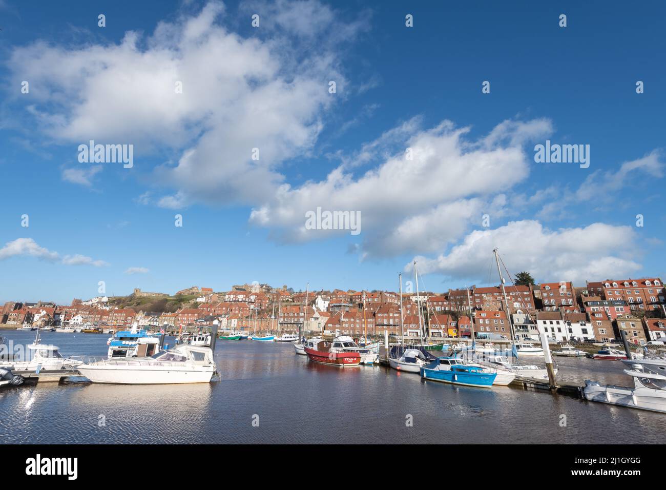 View of the marina in Whitby in North Yorkshire Stock Photo - Alamy
