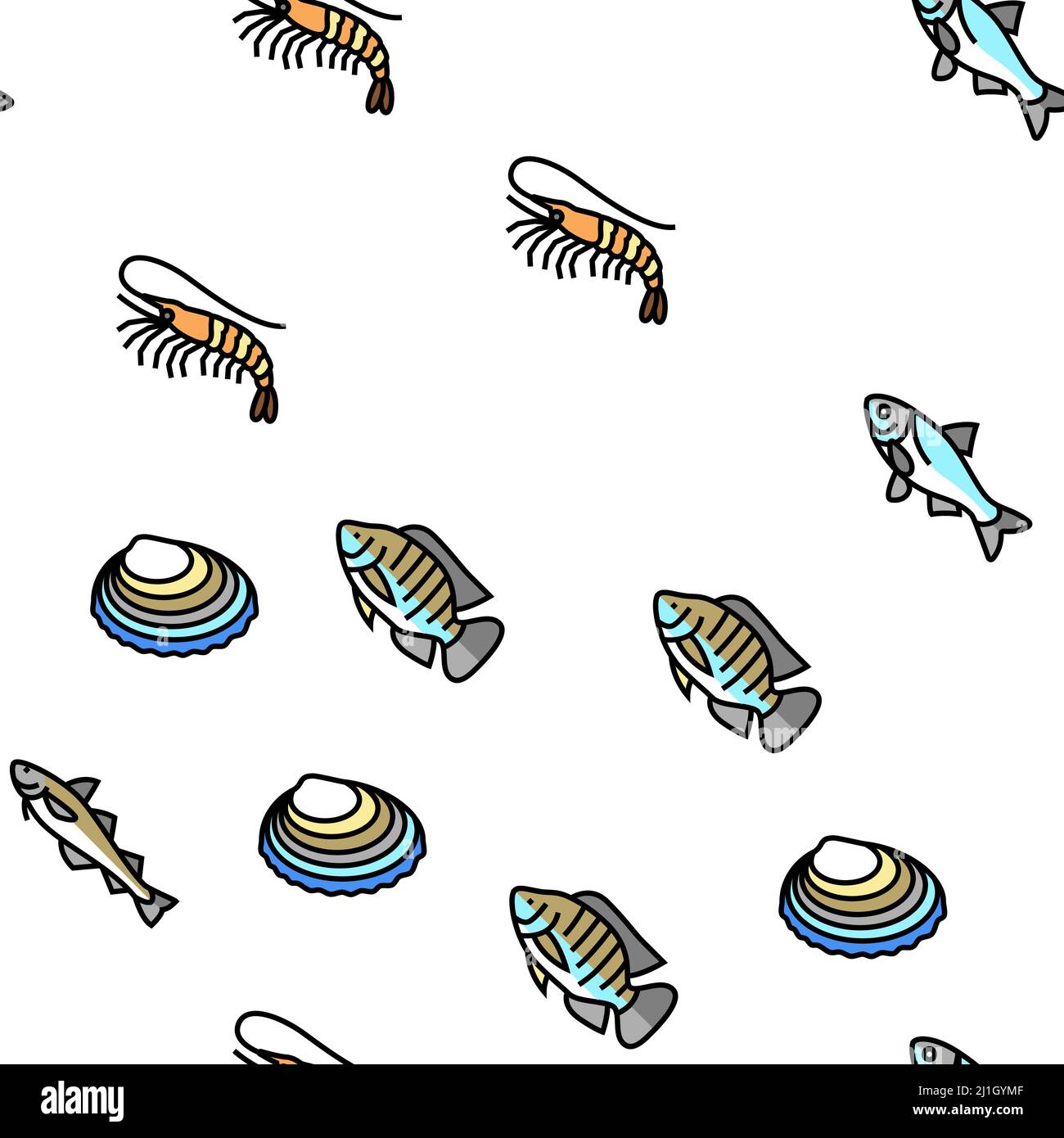 Commercial Fishing Aquaculture Vector Seamless Pattern Stock Vector